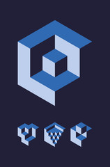 Set of cubic objects, useful for corporate or science logo. Vector