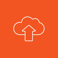 Cloud with arrow up line icon.