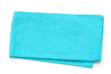 blue napkin on white background isolated