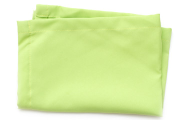 green napkin on white background isolated