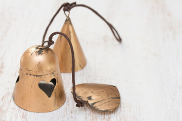 Christmas decoration on white wooden background