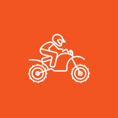 Fototapeta na wymiar Man riding motocross bike line icon.