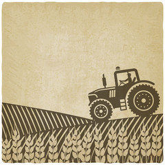 tractor in field old background