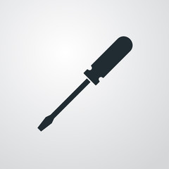 Icono plano destornillador sobre fondo degradado