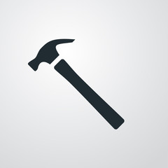 Icono plano martillo sobre fondo degradado