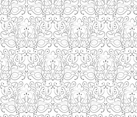 Hand made floral ornament pattern with different petals, flowers, and heart shapes. Vector 
