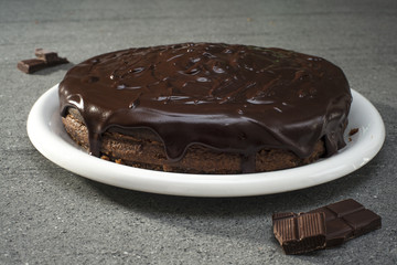 homemade chocolate cake on table