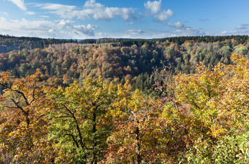 Fototapeta premium Blick Selketal im Herbst