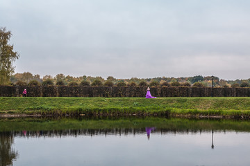 young woman in violet