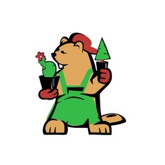 beaver in vector format. Funny with a  tools. The flat illustration.
