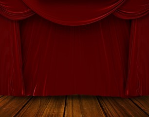 Fototapeta premium Red curtain pulling back