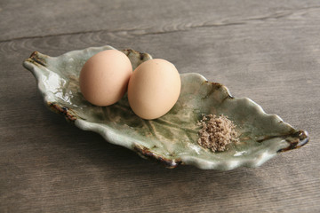 Boiled egg with Organic salt