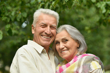 mature couple   in summer park