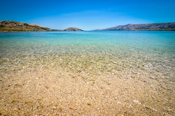 Beach in the coast of Adriatic Sea  island Pag or Hvar.