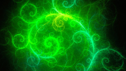 Christmas colorful patterns on frosty window. Stems of plants with flourish.. Abstract image. Fractal Wallpaper desktop. Digital artwork creative graphic design. Format 16:9 widescreen monitors.