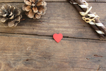 Pine cone, heart and cookies - holiday background