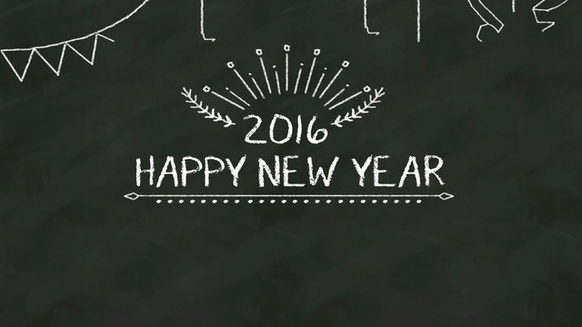 'Happy new year 2016' on chalk board (included alpha)