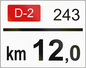 Slovenian road sign - Road distance marker