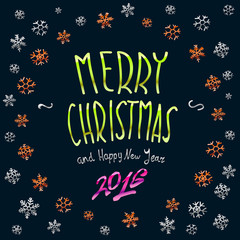 Merry Christmas gold glittering lettering design. Vector illustration EPS 10