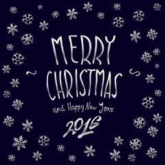 Christmas vintage chalk text label on a blackboard