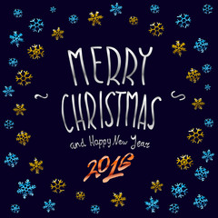 Merry Christmas gold glittering lettering design. Vector illustration EPS 10