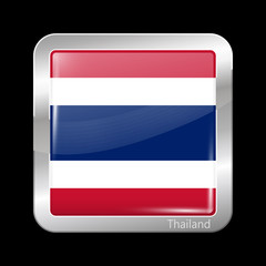 Flag of Thailand. Metallic Icon Square Shape