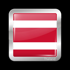 Thailand Variant Flag. Metallic Icon Square Shape