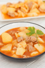 Hearty beef stew simmering