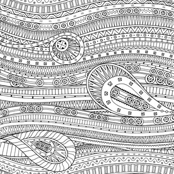 Doodle background in vector with doodle ethnic pattern. 