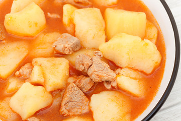 Hearty beef stew simmering