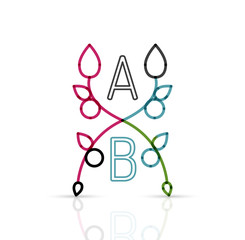 Abstract geometric linear hipster floral icon, frame design, flat style