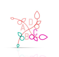 Abstract geometric linear hipster floral icon, frame design, flat style