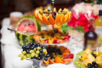 beautifully cut fresh fruit on the holiday table