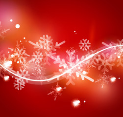 Fototapeta na wymiar Red Christmas snowflakes abstract background