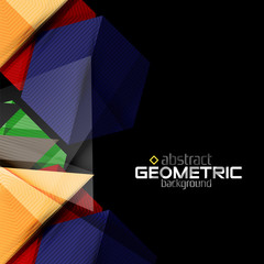 Fototapeta premium Vector color geometric shapes on black background