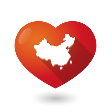 Isolated red heart with  a map of China