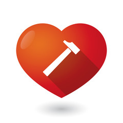 Isolated red heart with a hammer