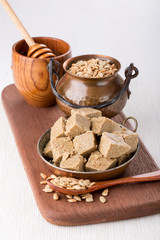 Homemade sunflower halva. Oriental sweets.