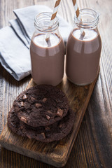 Chocolate milkshake with homemade cookies