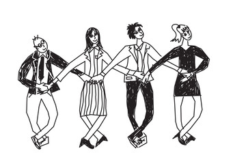 Business team dance presentation black and white. 