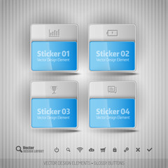 Glossy business stickers. Vector design elements for infographic