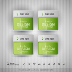 Glossy business stickers. Vector design elements for infographic