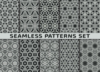 Set of ten geometric seamless patterns. Stylish prints with Swatch.