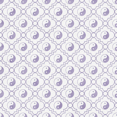 Purple and White Yin Yang Tile Pattern Repeat Background