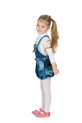 Profile  portrait of a fashion little girl