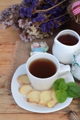 Ginger tea with lemon and honey delicious.