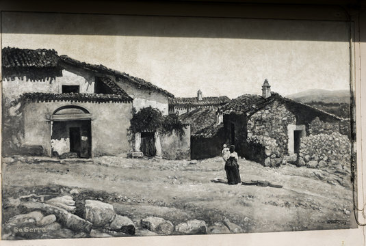 Fototapeta FONNI, ITALY - December 2015: Murals wall painting in Fonni, Sardinia, Italy