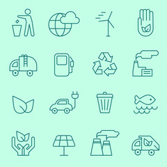 Ecology icons, thin line design
