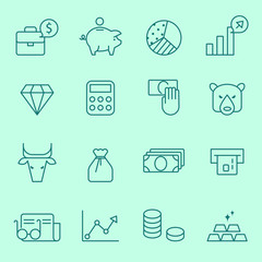 Finance icons, thin line style