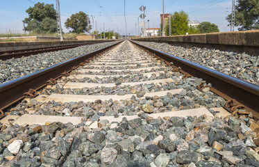 Fototapeta na wymiar Railroad view passing through the station